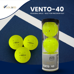 Coliseo Vento-40 Tournament Pickleball Balls – 3-Pack, 40-Hole Seamless Design, USAPA Approved